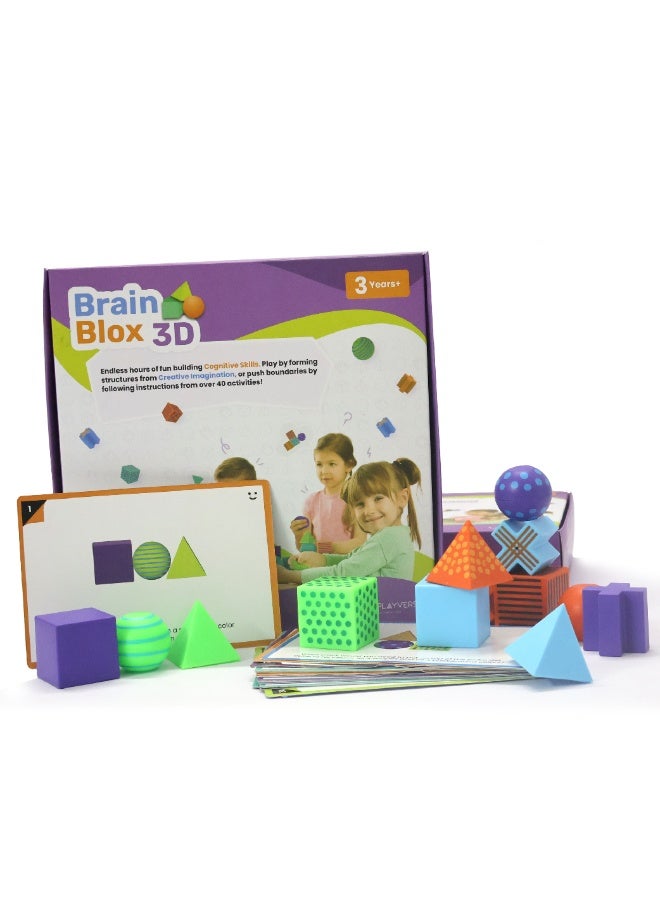 ألعاب PlayVerse PlayVerse Brain Blox 3D - لعبة التفكير النقدي للعقل ، لعبة تنمية المهارات ، 20 كتلة ، 40 بطاقة نشاط ، لعبة نمو الدماغ للأعمار من 3+ للأطفال الصغار - Image 1