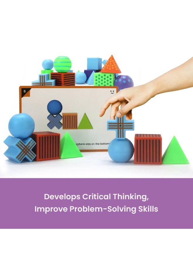 ألعاب PlayVerse PlayVerse Brain Blox 3D - لعبة التفكير النقدي للعقل ، لعبة تنمية المهارات ، 20 كتلة ، 40 بطاقة نشاط ، لعبة نمو الدماغ للأعمار من 3+ للأطفال الصغار - Image 2