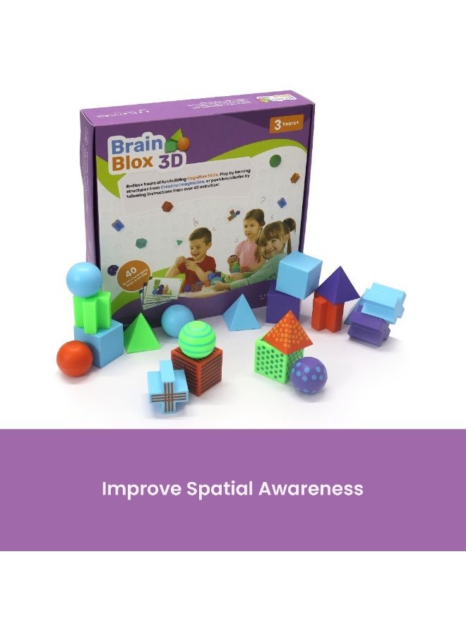 ألعاب PlayVerse PlayVerse Brain Blox 3D - لعبة التفكير النقدي للعقل ، لعبة تنمية المهارات ، 20 كتلة ، 40 بطاقة نشاط ، لعبة نمو الدماغ للأعمار من 3+ للأطفال الصغار - Image 5