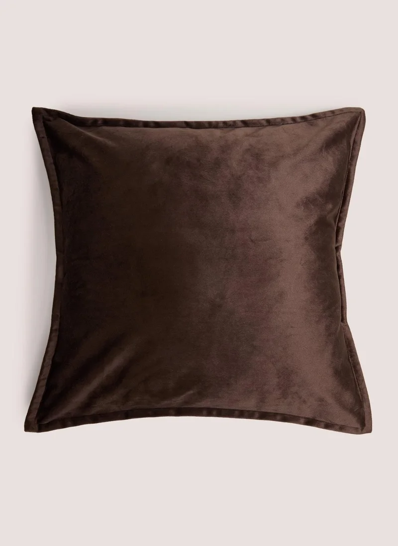 Matalan Chocolate Plain Velvet Cushion Brown