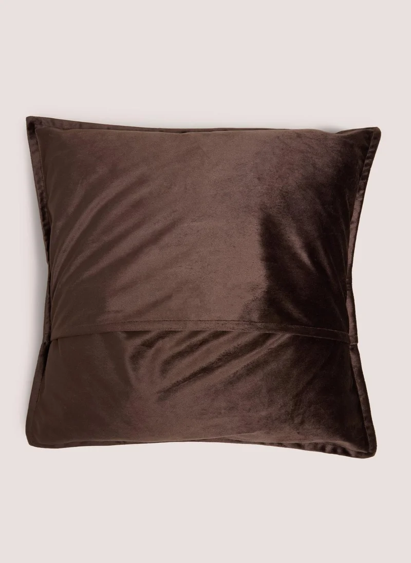 Matalan Chocolate Plain Velvet Cushion Brown