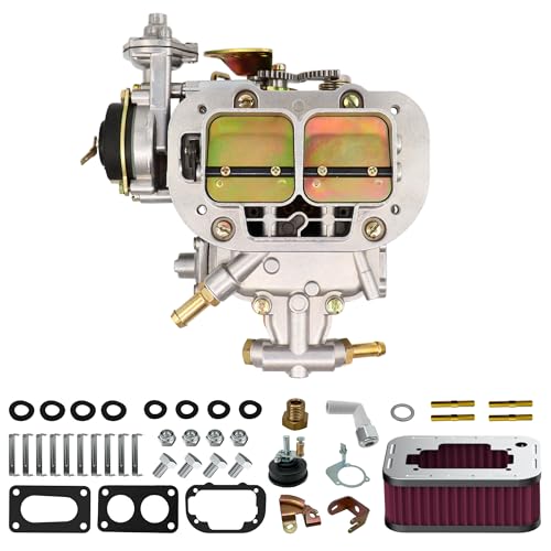 THUNDERMINGO New 2 Barrel Carburetor for Weber 38/38 with Air Cleaner Filter assembly kit Carb 38X38 rebuild kit for VW Dodge Jeep Toyota Fiat Renault Ford Pickup BMW Mitsubishi 428 Electric Choke CFM390 4CYL - Image 1