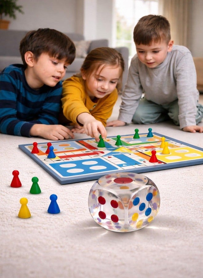 GLADBACK 30 mm Jumbo Transparent Dice Gaming Cube with Colored Dots | Large 6-Sided for Board Games, Casino, Farkle, Snake & Ladders, Monopoly | Pack of 1 - Image 2