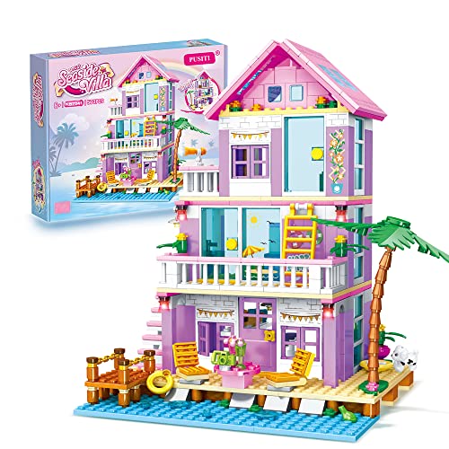 PUSITI Seaside Villa Building Set 573 Pieces Toys for Girls Building Blocks House Beach Villa Construction Bricks Holiday Cottage Bricks Toys for Girls Age 6 - Image 1