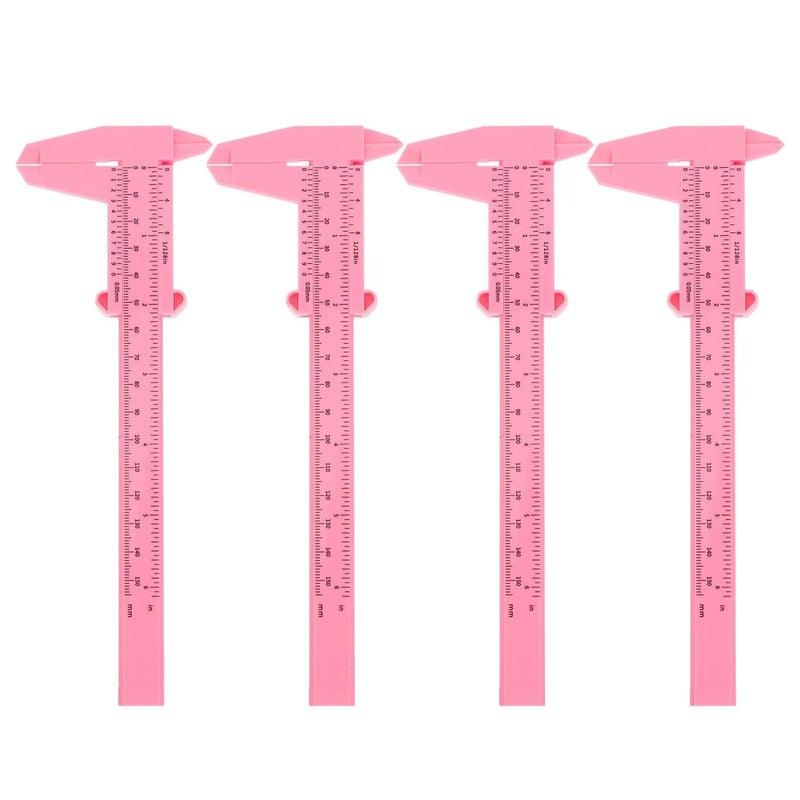 4 Pcs Plastic Vernier Caliper 0-150mm Pink Portable Manual Measuring Tool - Image 2