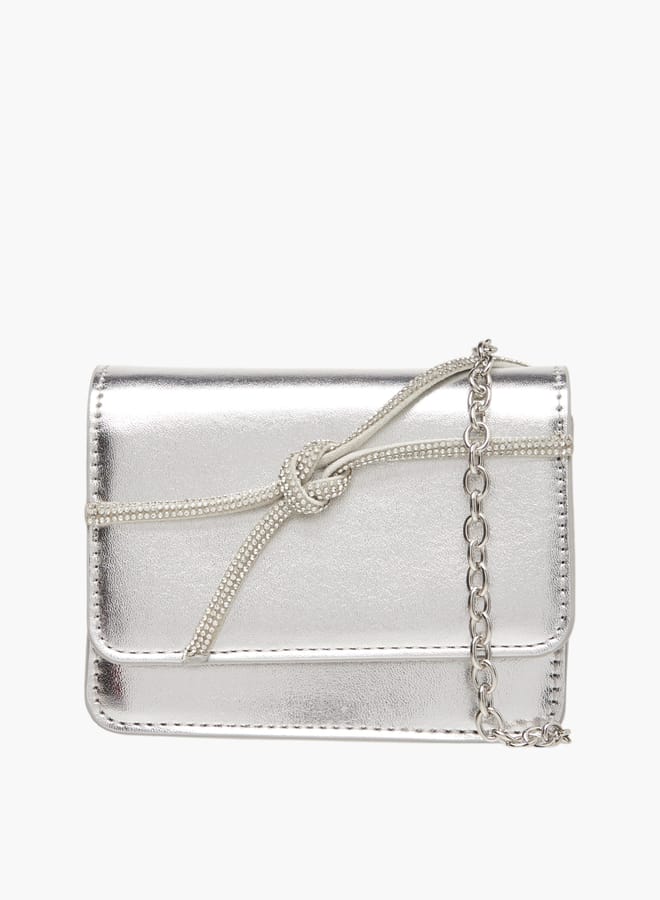 Flora Bella By Shoexpress Girls Embellished Crossbody Bag With Button Closure And Chain Strap  - Image 1