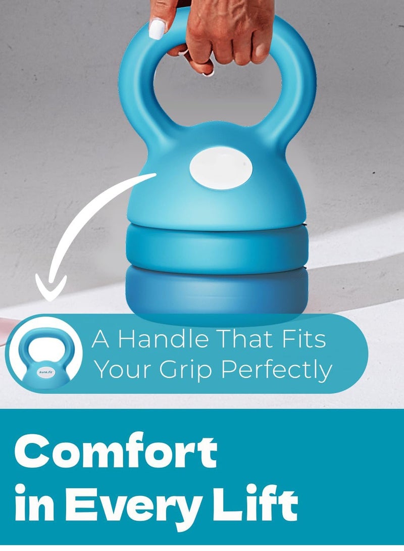 MissTiara Adjustable Kettlebell 5-12lbs(5.4kg), Blue, Cast Iron, Great for Women/Men Training Fitness, Full-Body Workout and Strength Training - Image 3