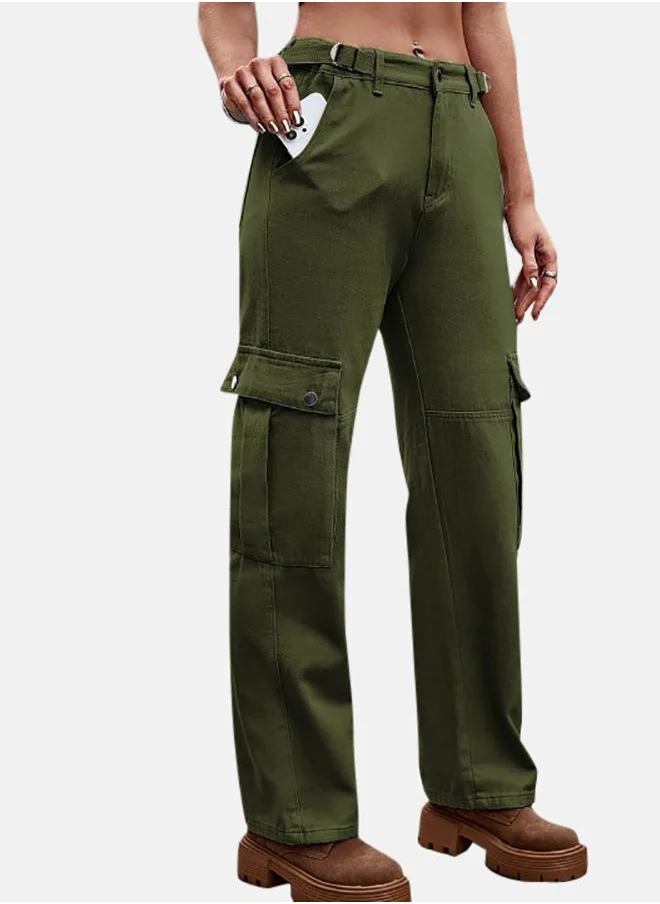 YUNIQEE Green Denim Cargo Pants