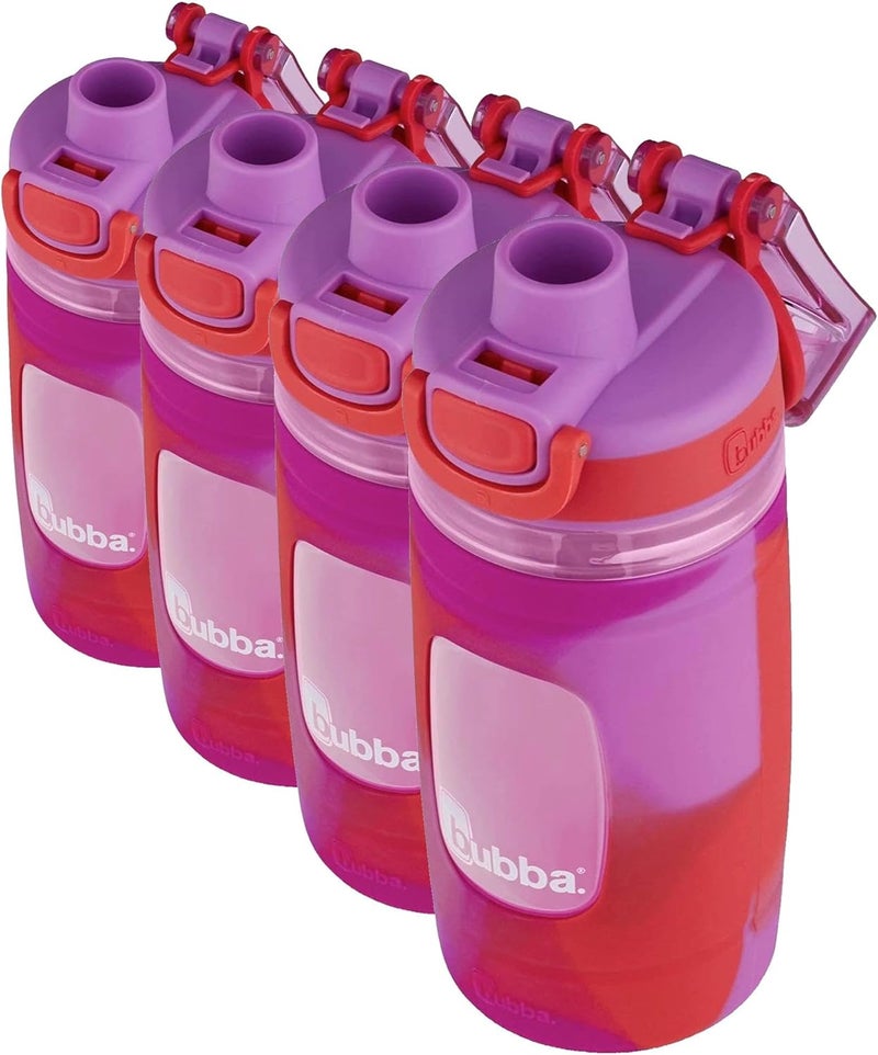 Bubba Flo Kids Water Bottle, 16oz, Silicone Sleeve | Watermelon and Wild Berry | Pack of 4 - Image 1
