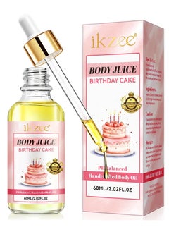 IKZEE 60ml Body Juice Oil Birthday Cake Hand Crafted Body Oil Nourishing Hydrating and Moisturizing for All Skin Types with Natural Oils Pure Natural Essence Body Juice Oil  - Image 1