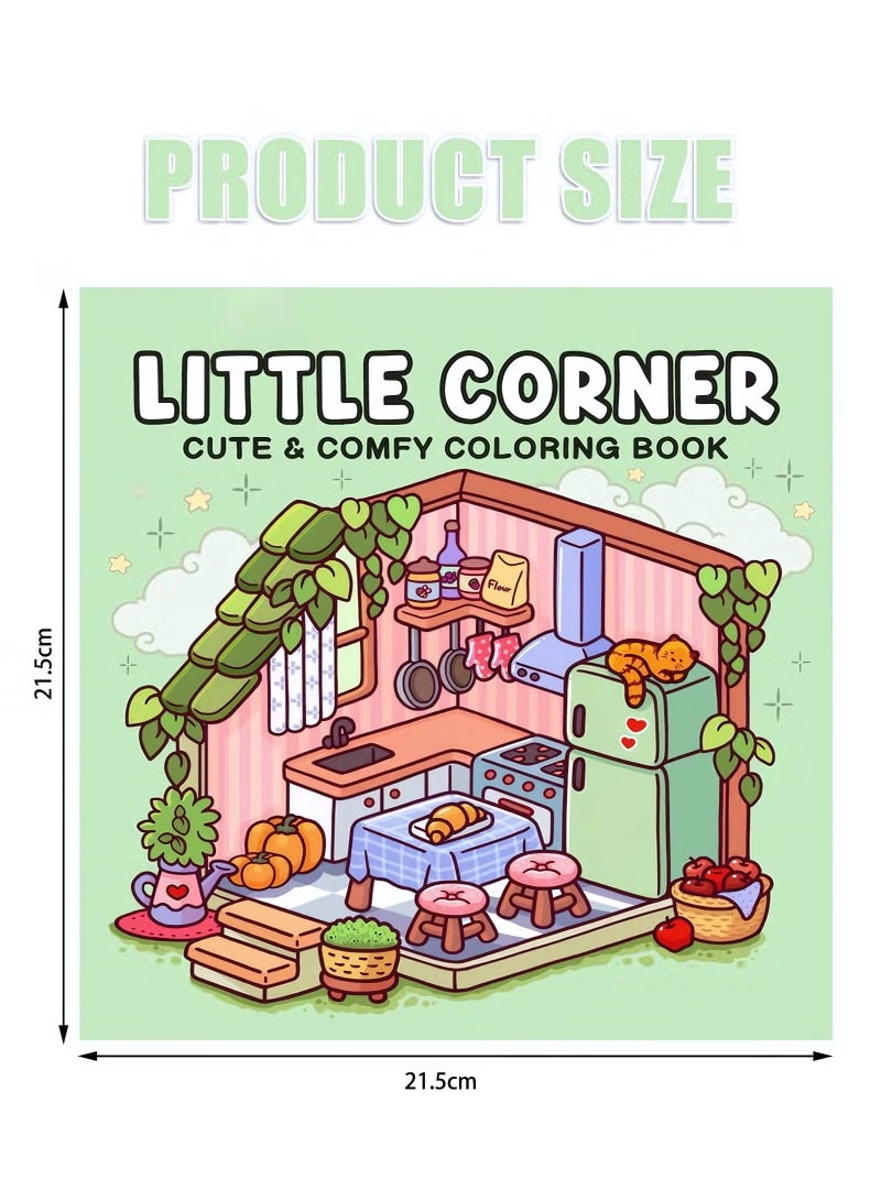 Cozy Coloring Book for Adults & Teens, Little Corner: 40 Pages of Relaxing Small Room Designs with Whimsical Animated Cover, Stress Relief & Artistic Expression, Perfect for Cozy Spaces & Holiday Gifting - Image 2