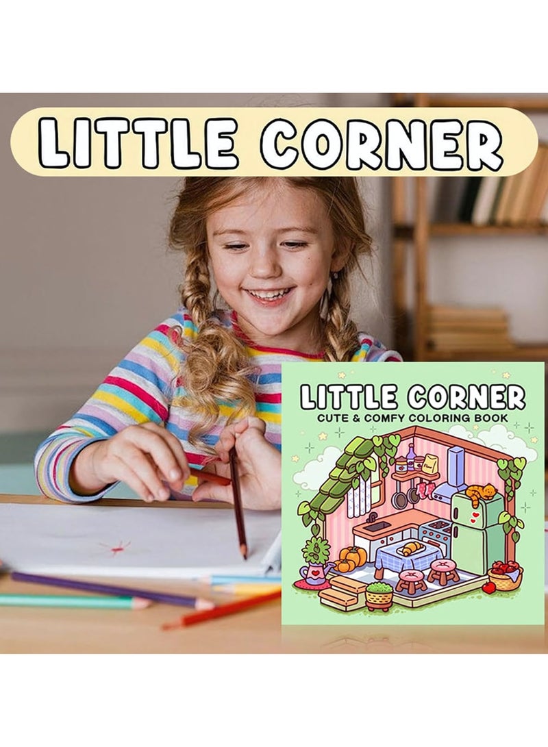 Cozy Coloring Book for Adults & Teens, Little Corner: 40 Pages of Relaxing Small Room Designs with Whimsical Animated Cover, Stress Relief & Artistic Expression, Perfect for Cozy Spaces & Holiday Gifting - Image 3