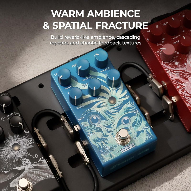 Klowra Rilum Multi-Head Tape Delay & Modulation Pedal for Electric Guitar and Synth, Vintage Tape Echo with Through-Zero Flanger, Chorus, Tap Tempo & Twisted Tempo, Stereo Outputs - Image 4