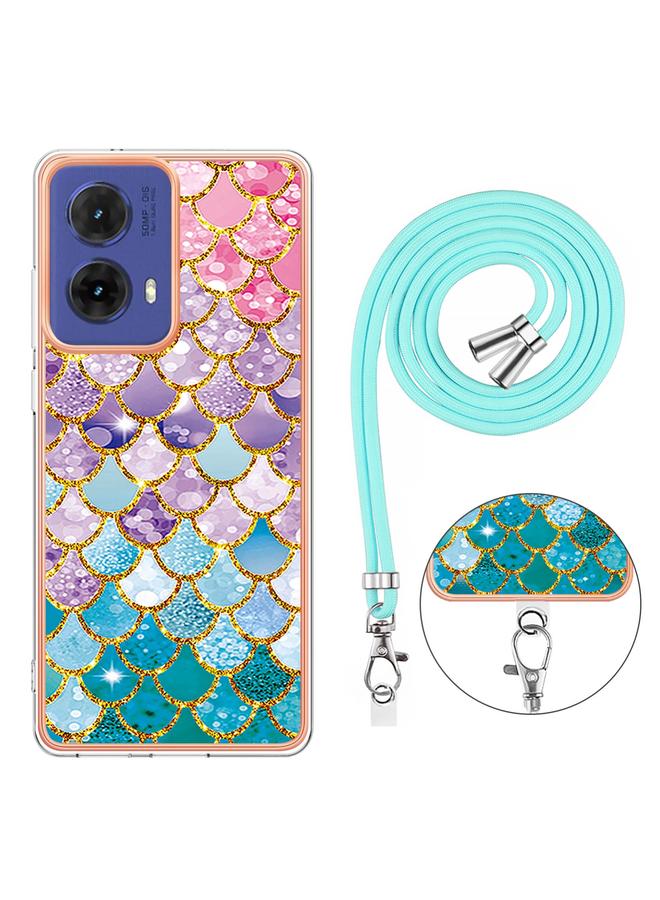 S-TOP Case For Motorola Moto G85 Electroplating Pattern IMD TPU Shockproof Case with Neck Lanyard - Image 4