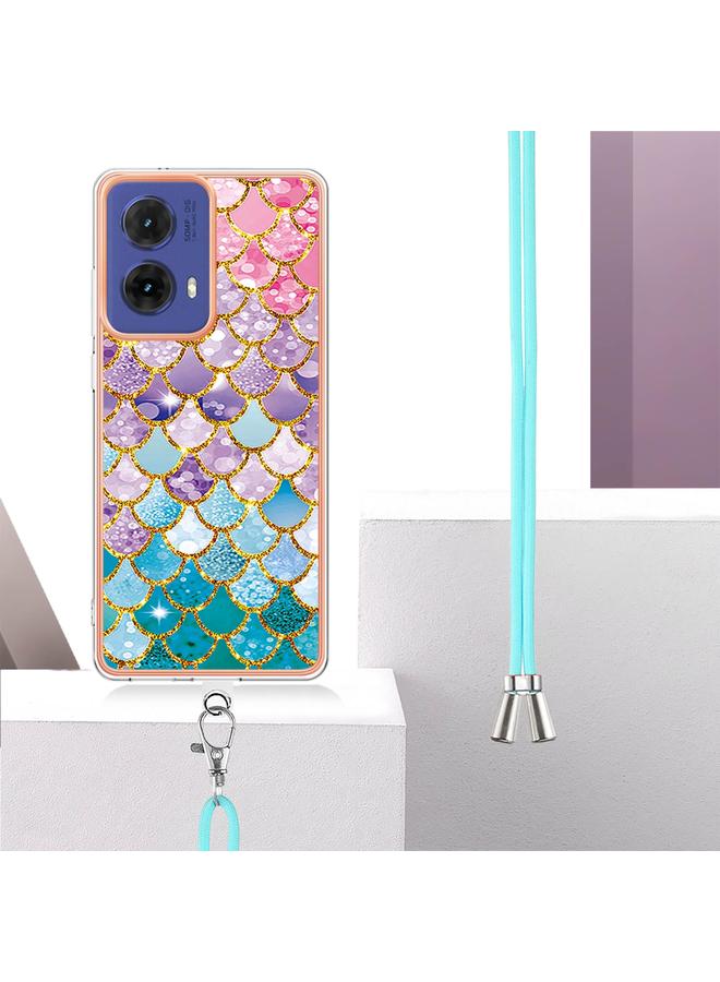 S-TOP Case For Motorola Moto G85 Electroplating Pattern IMD TPU Shockproof Case with Neck Lanyard - Image 3