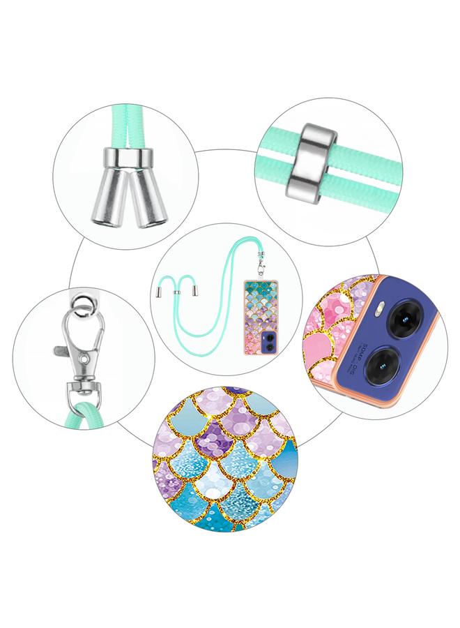 S-TOP Case For Motorola Moto G85 Electroplating Pattern IMD TPU Shockproof Case with Neck Lanyard - Image 5