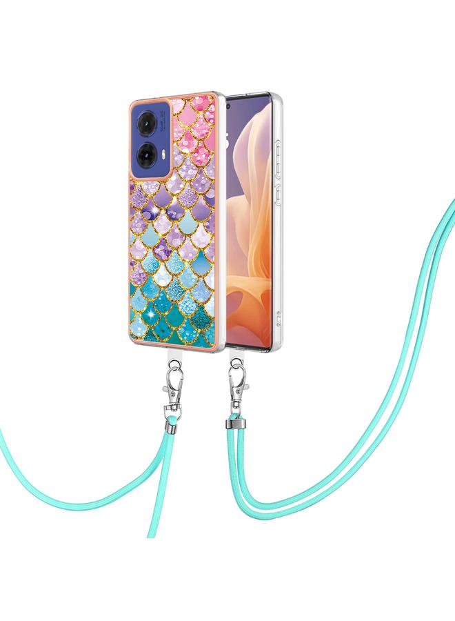 S-TOP Case For Motorola Moto G85 Electroplating Pattern IMD TPU Shockproof Case with Neck Lanyard - Image 1