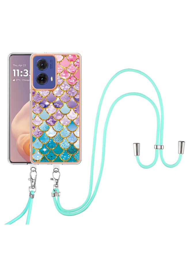 S-TOP Case For Motorola Moto G85 Electroplating Pattern IMD TPU Shockproof Case with Neck Lanyard - Image 2