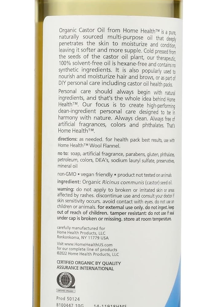 Home Health Organic Cold-Pressed Castor Oil - 8 Fl Oz, Hexane Free, Vegan Conditioning Oil for Body, Hair, and Brows - Image 2