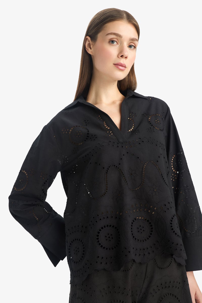 DeFacto Black Woman Fall in Love Regular Fit Embroidered Beachwear Casual - Image 1