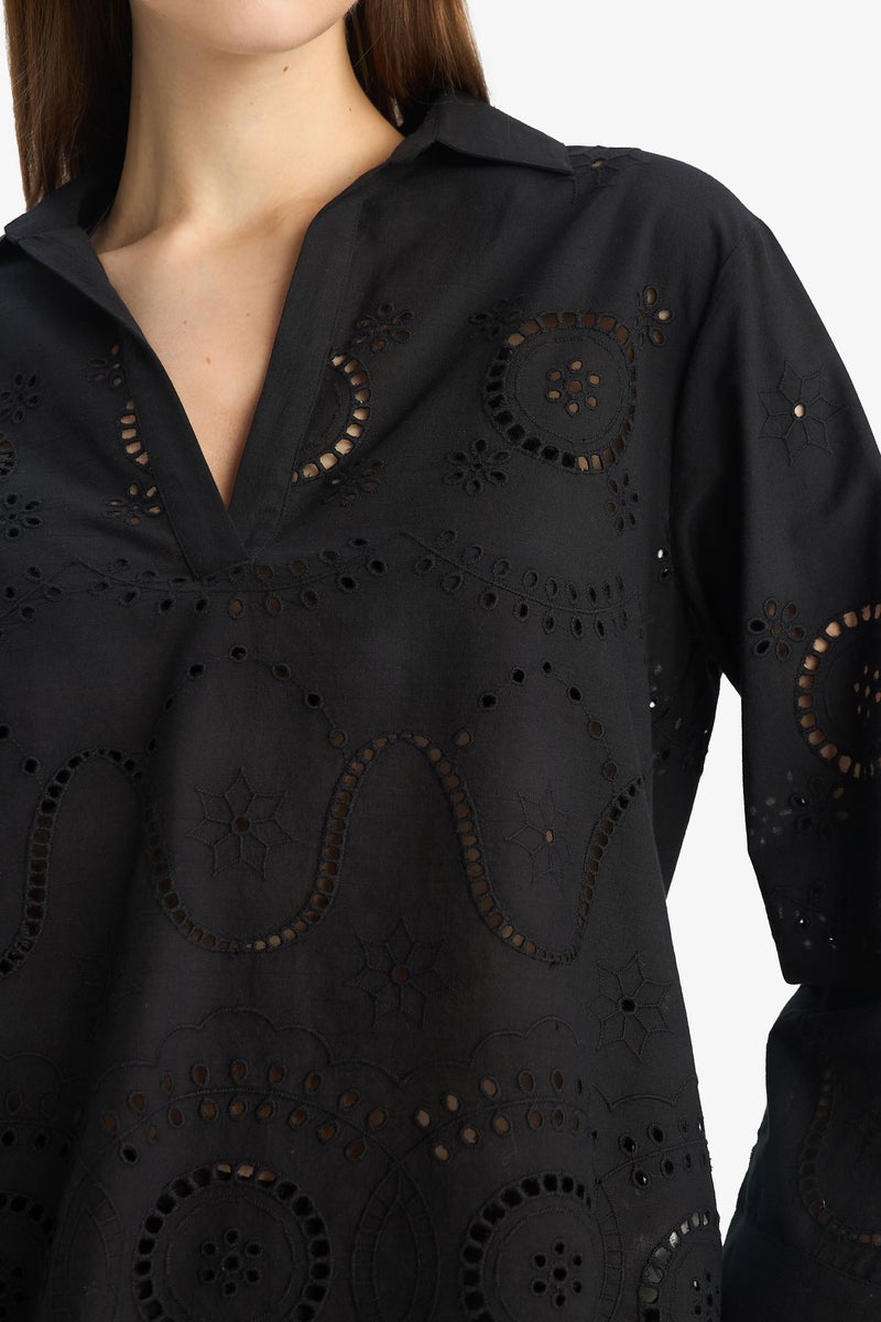 DeFacto Black Woman Fall in Love Regular Fit Embroidered Beachwear Casual - Image 5