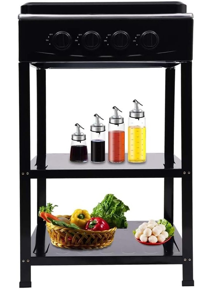 Olympia موقد غاز 4 في 1: 3 شعلات + لوحة ساخنة مع حامل - حل طهي متين وفعال (أسود، 3 شعلات + 1 لوحة ساخنة) - Image 3