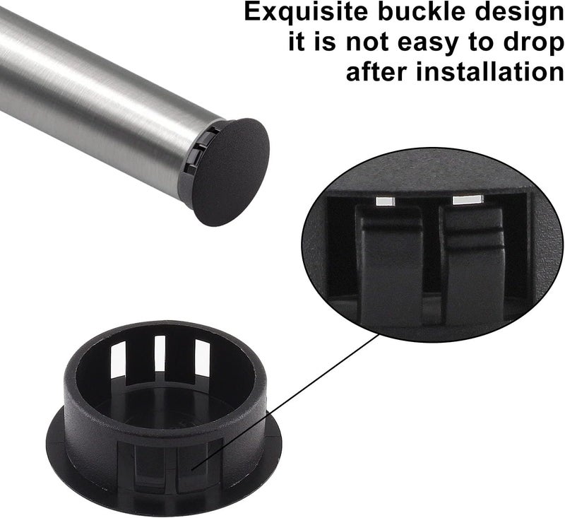 Jersvimc 25Pcs 3/4 Inch(19mm) Black Hole Plug Plastic Hole Cover, Round End Cap Flush Type Tube Insert, Pipe Post Panel Plug for Chair Furniture Glide Protectors - Image 3
