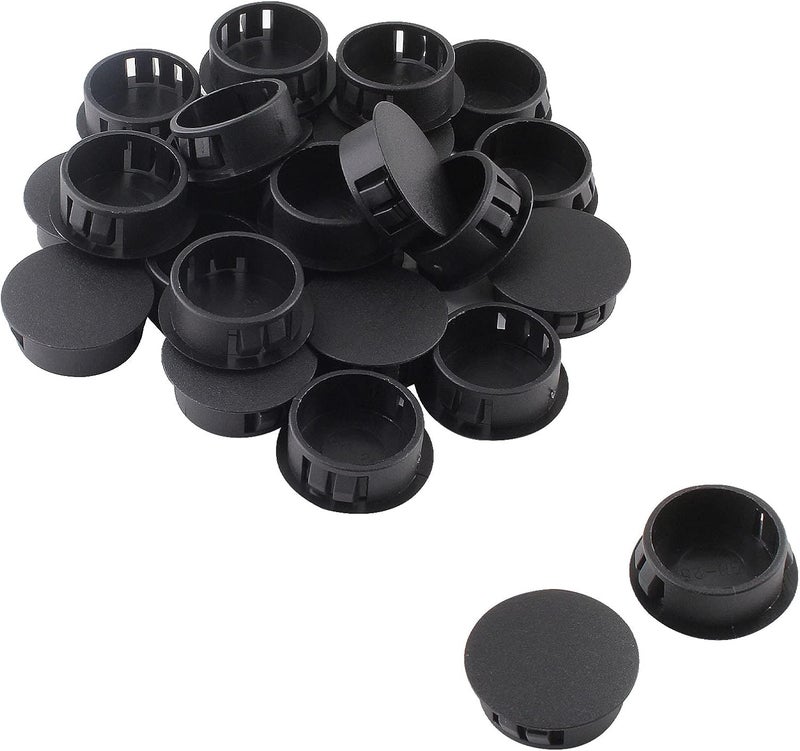 Jersvimc 25Pcs 3/4 Inch(19mm) Black Hole Plug Plastic Hole Cover, Round End Cap Flush Type Tube Insert, Pipe Post Panel Plug for Chair Furniture Glide Protectors - Image 1