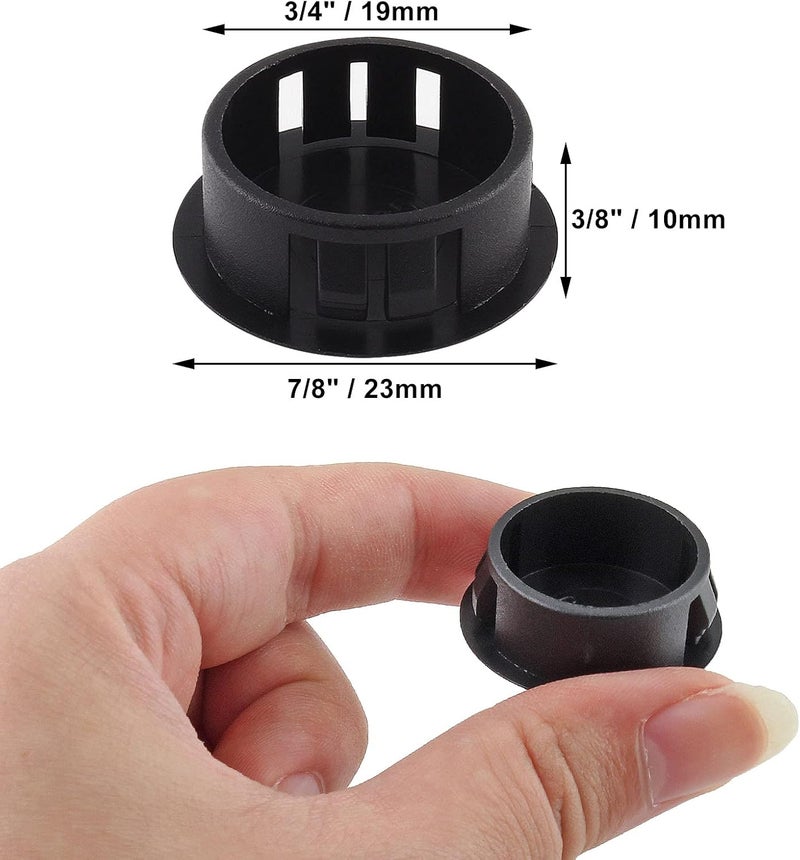 Jersvimc 25Pcs 3/4 Inch(19mm) Black Hole Plug Plastic Hole Cover, Round End Cap Flush Type Tube Insert, Pipe Post Panel Plug for Chair Furniture Glide Protectors - Image 4