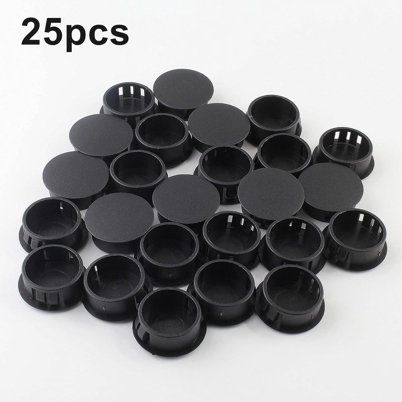 Jersvimc 25Pcs 3/4 Inch(19mm) Black Hole Plug Plastic Hole Cover, Round End Cap Flush Type Tube Insert, Pipe Post Panel Plug for Chair Furniture Glide Protectors - Image 2
