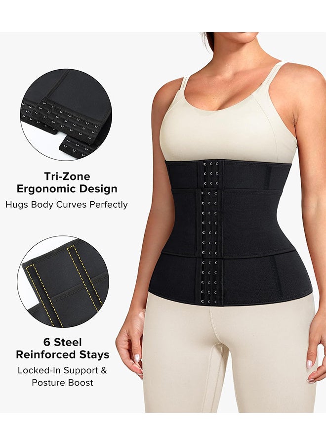 Sweat Waist Trainer for Women – Sauna Corset Cincher with Adjustable Hooks & Zipper - Image 2