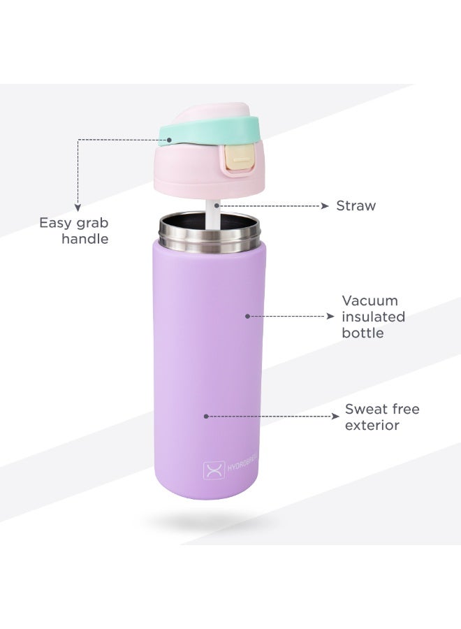 Hydrobrew Personalized SipSwitch™ Insulated Water Bottle 720ml – Leakproof, Stainless Steel, Straw & Spout Lid -Orchid Mist - Image 3