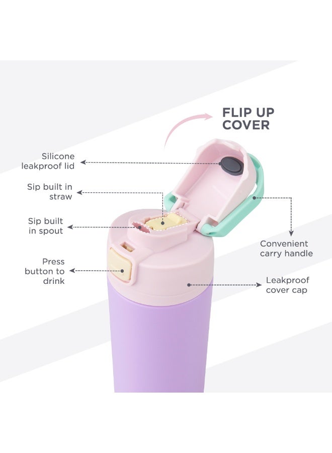 Hydrobrew Personalized SipSwitch™ Insulated Water Bottle 720ml – Leakproof, Stainless Steel, Straw & Spout Lid -Orchid Mist - Image 4