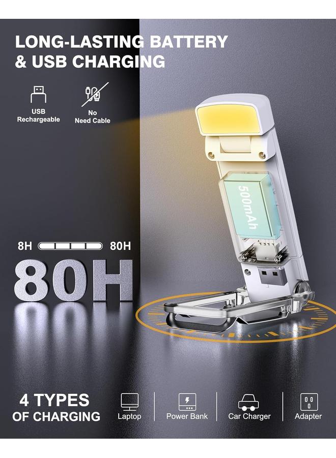 كوفوز ضوء كتاب خفيف USB قابل للشحن ضوء للقراءة ضوء كتاب قابل للتثبيت بمودين توقيت و3 أوضاع ألوان و5 مستويات سطوع هدية ممتازة للأطفال اللي بيقرأوا بالليل (أبيض) - Image 2