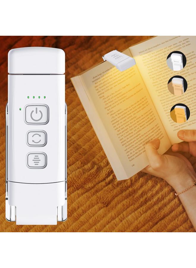 كوفوز ضوء كتاب خفيف USB قابل للشحن ضوء للقراءة ضوء كتاب قابل للتثبيت بمودين توقيت و3 أوضاع ألوان و5 مستويات سطوع هدية ممتازة للأطفال اللي بيقرأوا بالليل (أبيض) - Image 1