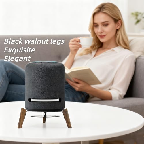 Alloery Universal Desktop Speaker Stand for Echo StudioEcho SubHomepod 2 and All Suitable Sized SpeakersWood Stand Protect Speaker Sound Better Stable Wooden Mount Holder Black Walnut - Image 3