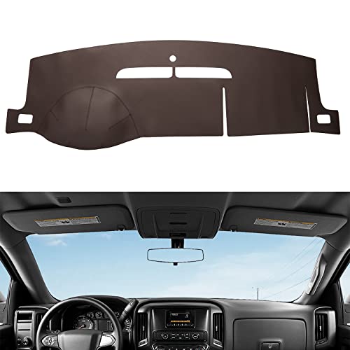 BERKSYDE Dashboard Dash Mat Cover Leather Compatible for 07-14 Chevy Tahoe Suburban Denali Avalanche GMC Yukon/XL,07-13 Chevy Silverado GMC Sierra - Image 1