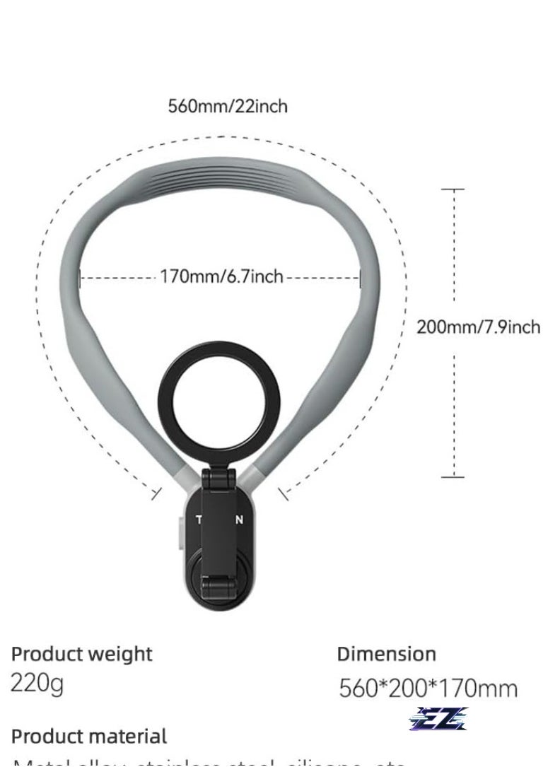 ELTRAZONE MNM-001 Adjustable Neck Phone Holder with Quick Release – Multi-Angle Mount for Android Smartphones (15141312) with Strap & Metal Ring  - Image 5