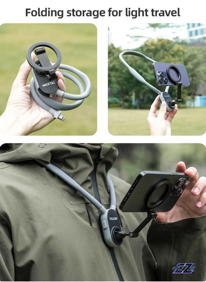 ELTRAZONE MNM-001 Adjustable Neck Phone Holder with Quick Release – Multi-Angle Mount for Android Smartphones (15141312) with Strap & Metal Ring  - Image 4
