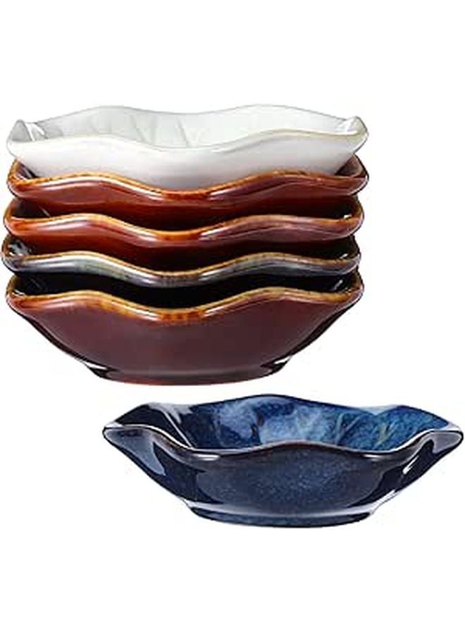 6pcs Japanese Style Ceramic Soy Sauce Dishes Set with Glazed Bowls for Sushi BBQ Snack Serving - Image 1