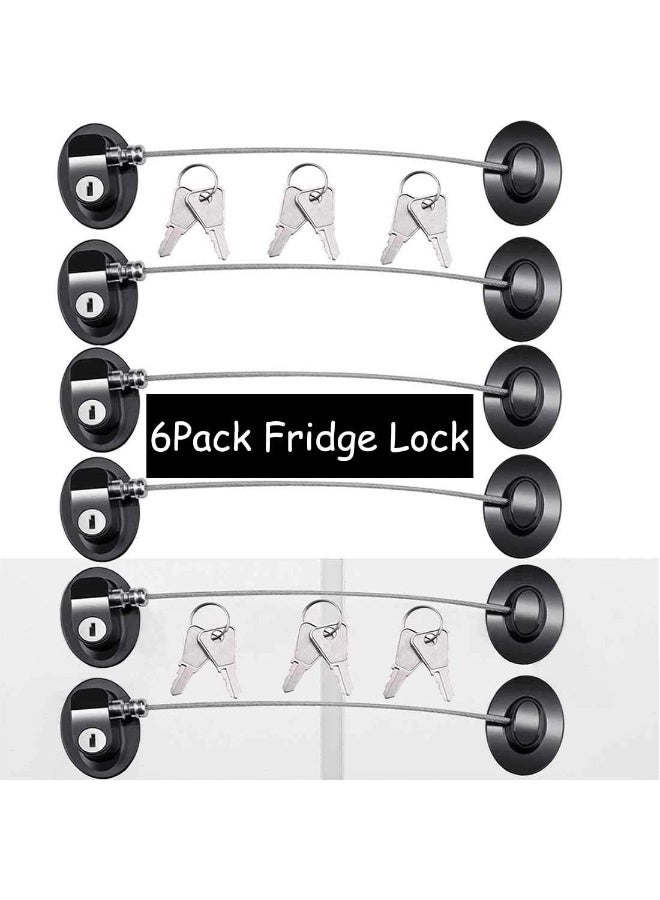 XccMe Refrigerator Door Locks(6 Pack Black), Mini Fridge Lock, File Cabinet Lock, Drawer Lock, Lock for Cabinet, Child Safety Lock - Image 1