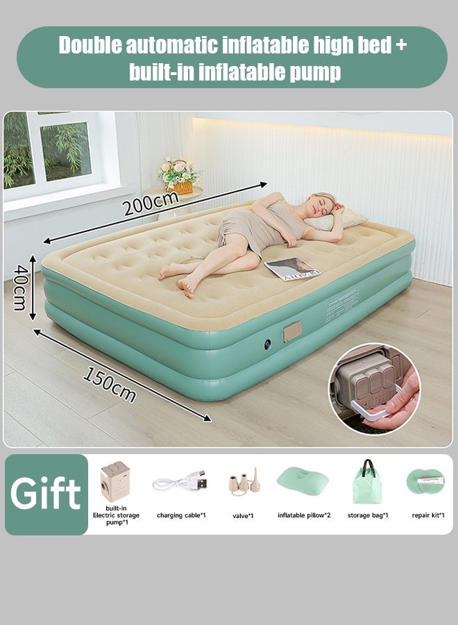 حشية قابلة للنفخ أوتوماتيكيا للاستراحة في منتصف النهار -سرير أرضي مزدوج -حشية هوائية متنقلة للتخييم والسفر -وسادة للنوم - Image 1