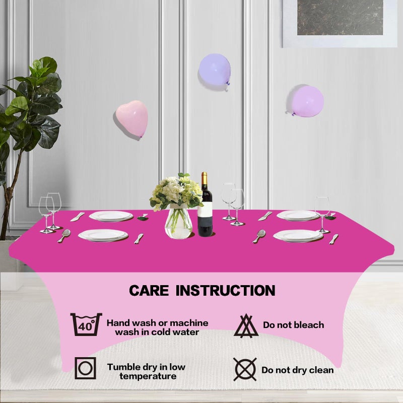 IVAPUPU 2 Pack 6FT Table Cloth for Rectangular Fitted Events Stretch Fuchsia Table Covers Washable Cover Spandex Tablecloth Protector for Party, Wedding, Cocktail, Banquet, Festival - Image 5