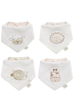 KASTWAVE Baby Drool Bibs 4 Pack Baby Drool Bandana Bibs 100% Organic Cotton Super Absorbent Soft Drooling Bibs Breathable Baby Bandana Bibs for Boys and Girls, Plain Colors  - Image 2