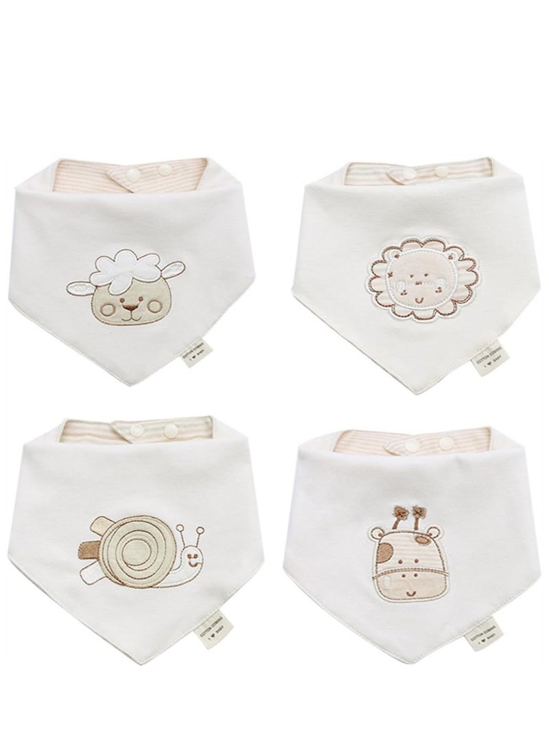 KASTWAVE Baby Drool Bibs 4 Pack Baby Drool Bandana Bibs 100% Organic Cotton Super Absorbent Soft Drooling Bibs Breathable Baby Bandana Bibs for Boys and Girls, Plain Colors - Image 2