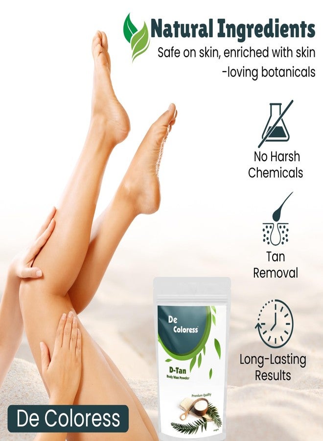 De Coloress D-Tan Body Wax Powder (100 g) | Painless, Fast Hair Removal for Legs, Arms, Underarms & Bikini | Skin Brightening & Gentle Formula (Body Wax De Tan) - Image 3