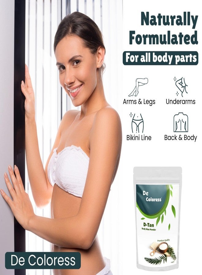 De Coloress D-Tan Body Wax Powder (100 g) | Painless, Fast Hair Removal for Legs, Arms, Underarms & Bikini | Skin Brightening & Gentle Formula (Body Wax De Tan) - Image 2