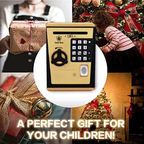 LIKE Toy Piggy Bank Safe Box Fingerprint ATM Bank ATM Machine Money Coin Savings Bank for Kids (Golden) - Image 3