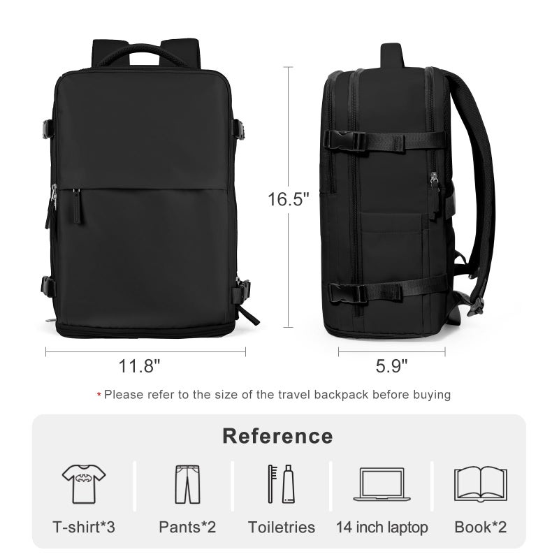 coofay Travel Backpack For Women Airline Approved Carry On Backpack Flight Approved Waterproof Sports Luggage Backpack Casual Daypack Small Hiking Backpack Black Backpack - Image 3