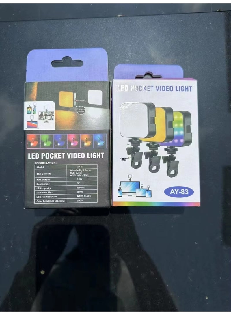 ACLIX AY-82 RGB Pocket LED Selfie Light for Mobile Phone Laptop Clip Ring Flash Fill Video Photo Ringlight Photography Lamp - Image 4